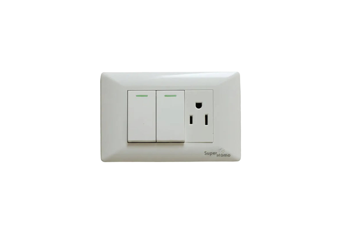 PLACA  CON  2  INTERRUPTORES  DE  ESCALERA  Y  1  CONTACTO  DE  1  MÓDULO Imagen principal del producto
