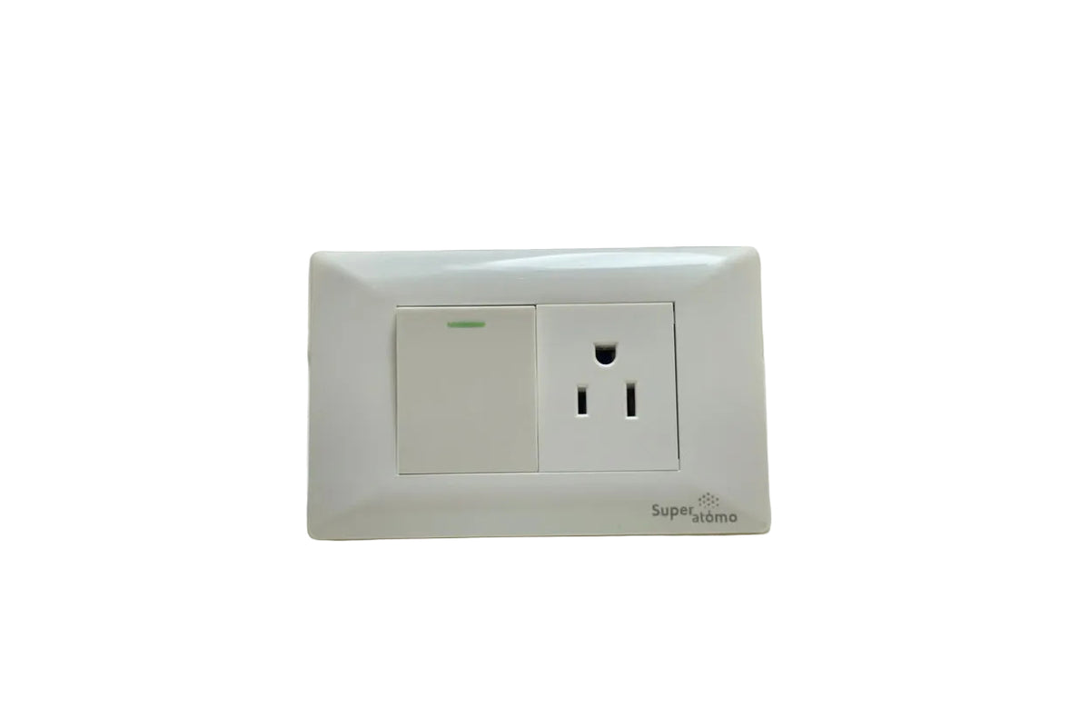 PLACA  CON  1  INTERRUPTOR  DE  ESCALERA  Y  1  CONTACTO  DE  1.5  MÓDULOS Imagen principal del producto