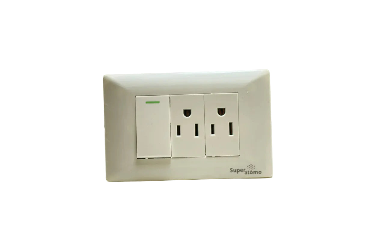 PLACA  CON  1  INTERRUPTOR  DE  ESCALERA  Y  2  CONTACTOS  DE  1  MÓDULO Imagen principal del producto