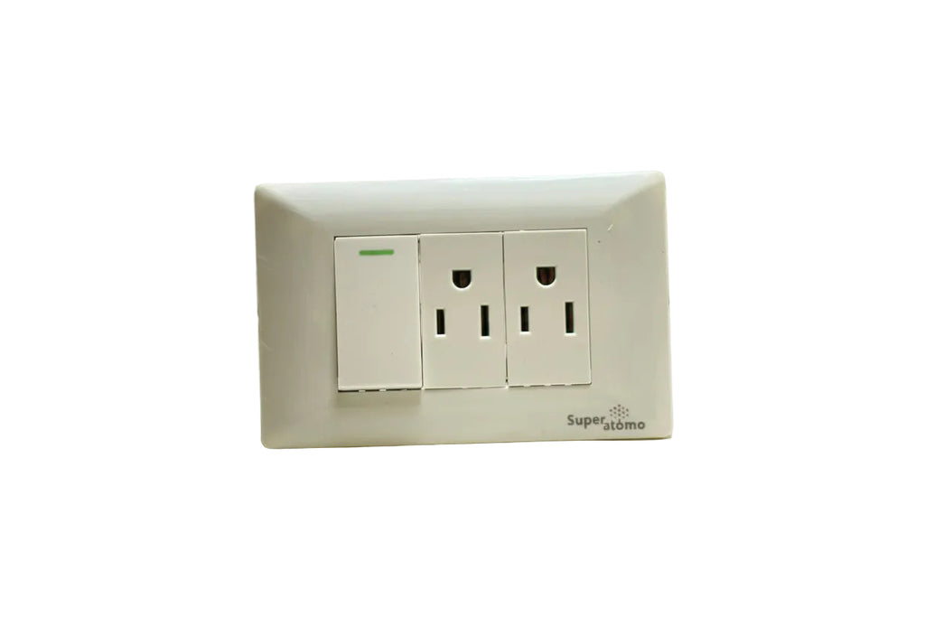 PLACA  CON  1  INTERRUPTOR  DE  ESCALERA  Y  2  CONTACTOS  DE  1  MÓDULO